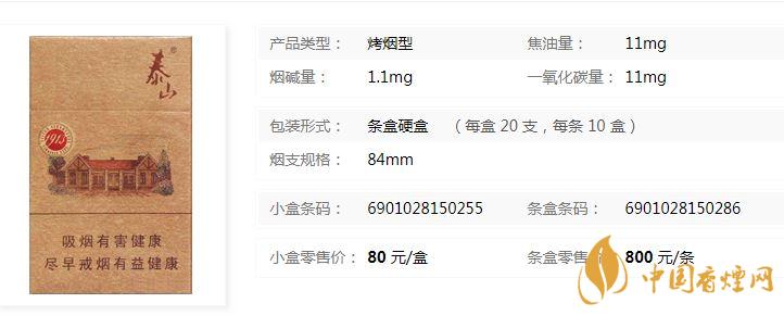 泰山1913香煙多少錢一盒？泰山1913各地價格表查詢2020