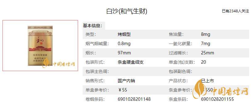 白沙煙價格表 白沙煙價格表2021款細(xì)支