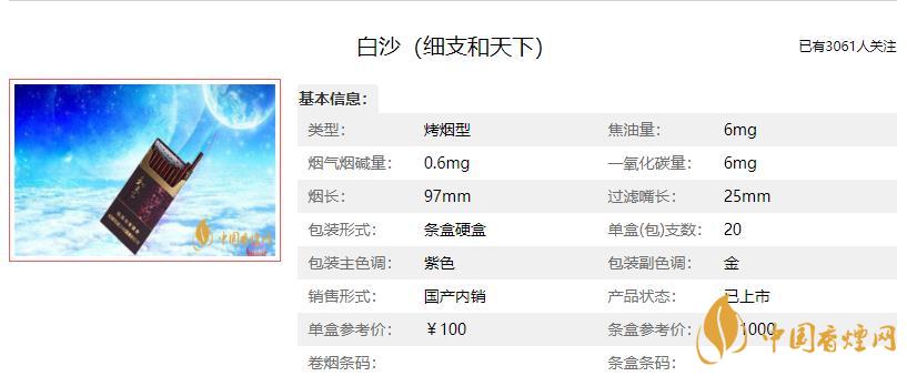 白沙煙價格表 白沙煙價格表2021款細(xì)支